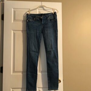 True Religion Stella Blue Low Rise Skinny Jeans. Size 27